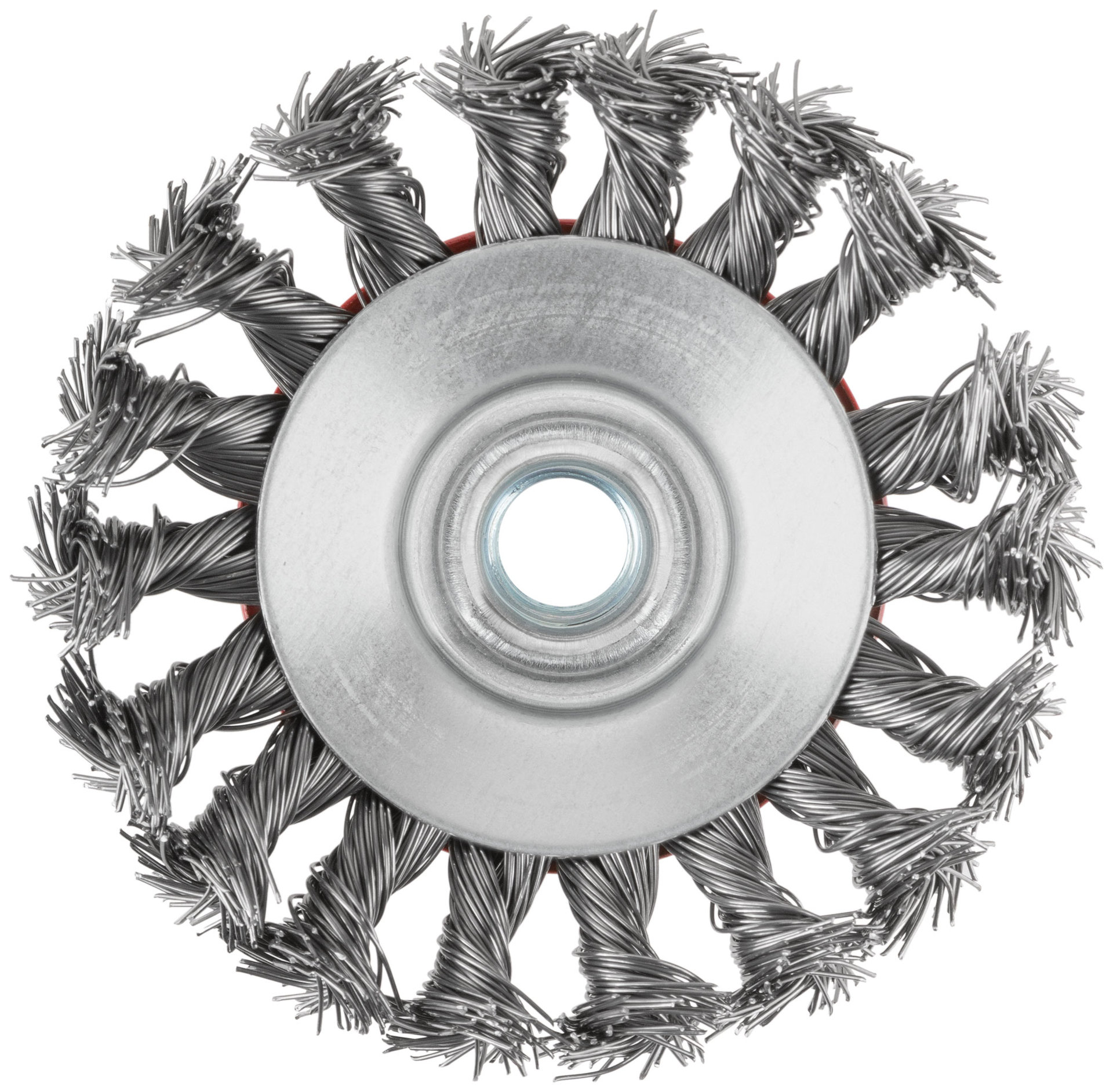 Корщетка-колесо с наклоном, гайка М14, стальная витая проволока 100 мм (39033)