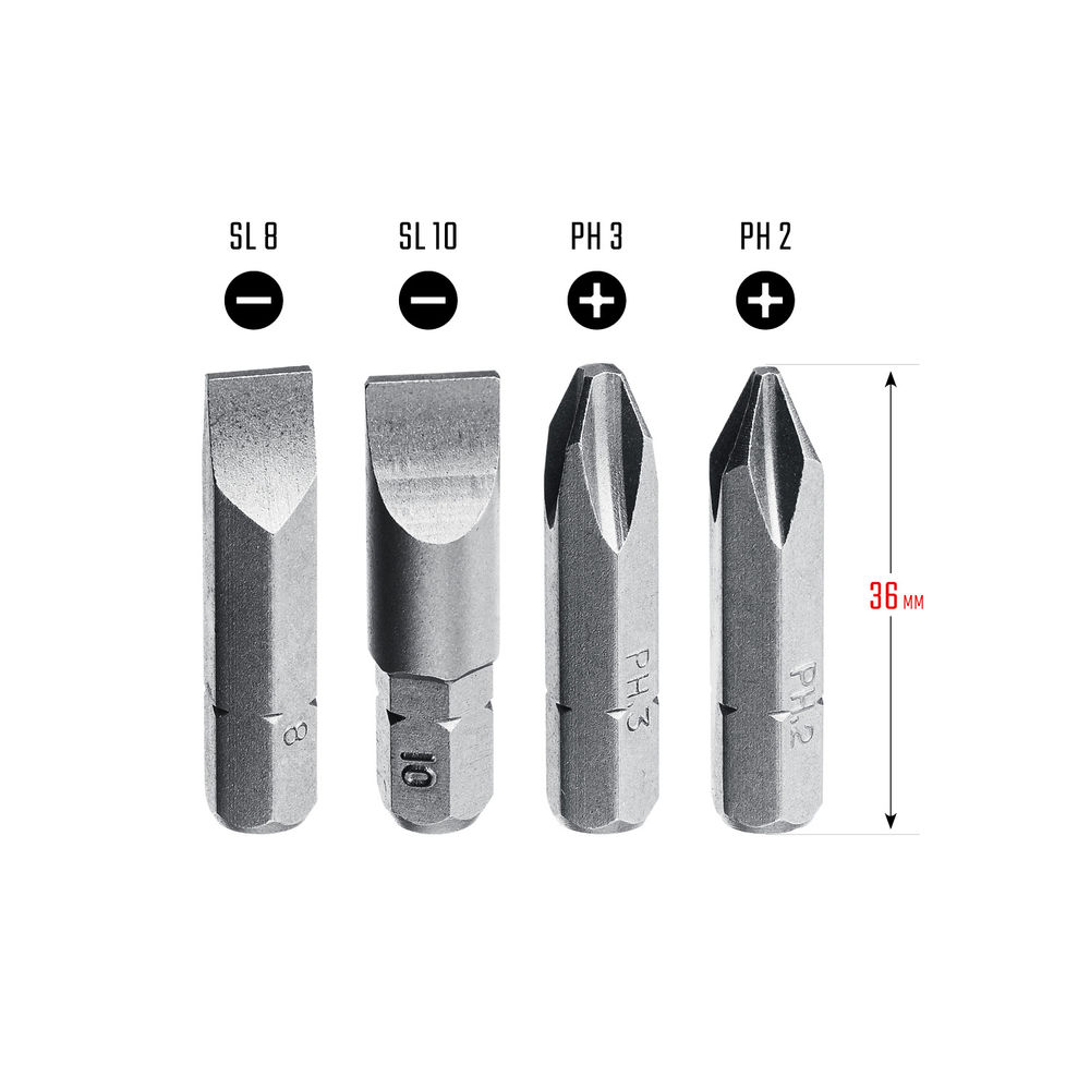 Набор бит для ударной отвертки, 4 шт, 36 мм KRAFTOOL 25551