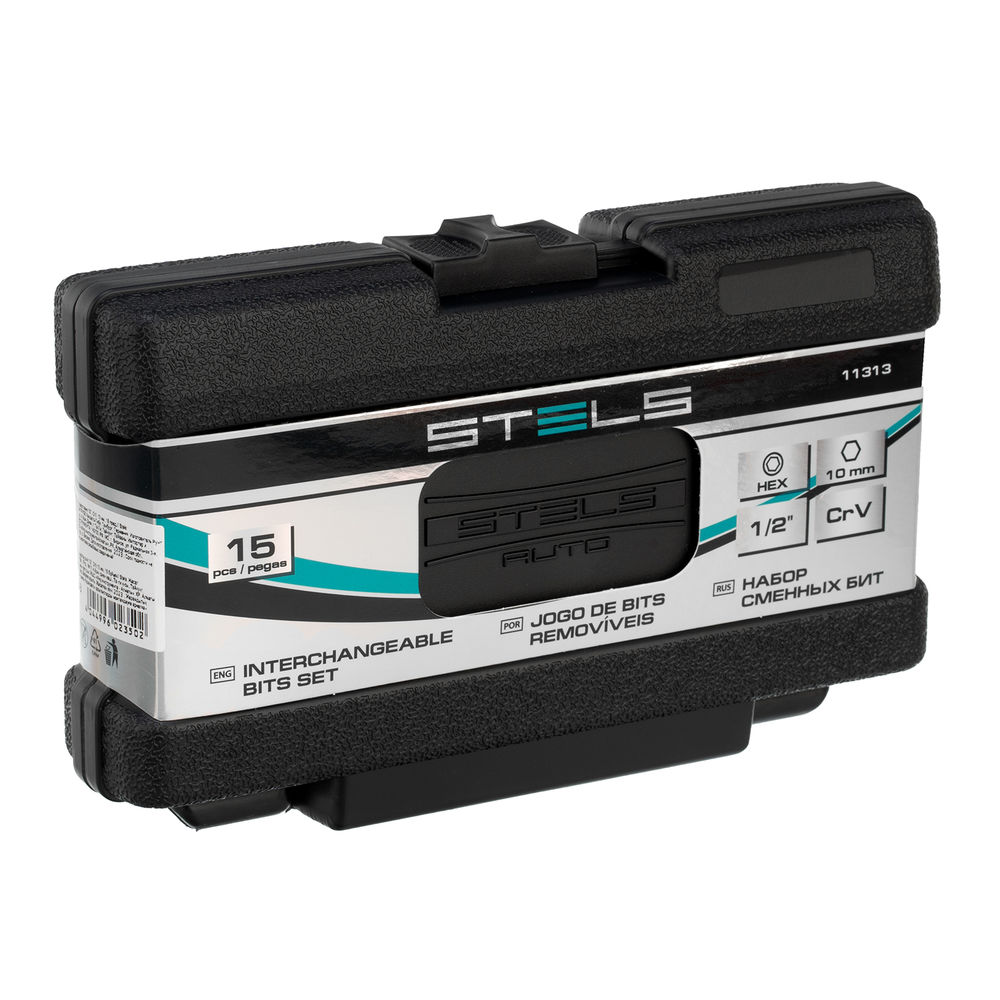 Набор бит HEX, шестигранный хвостовик 1/2, CrV, 10 мм, 15 предметов Stels (11313)
