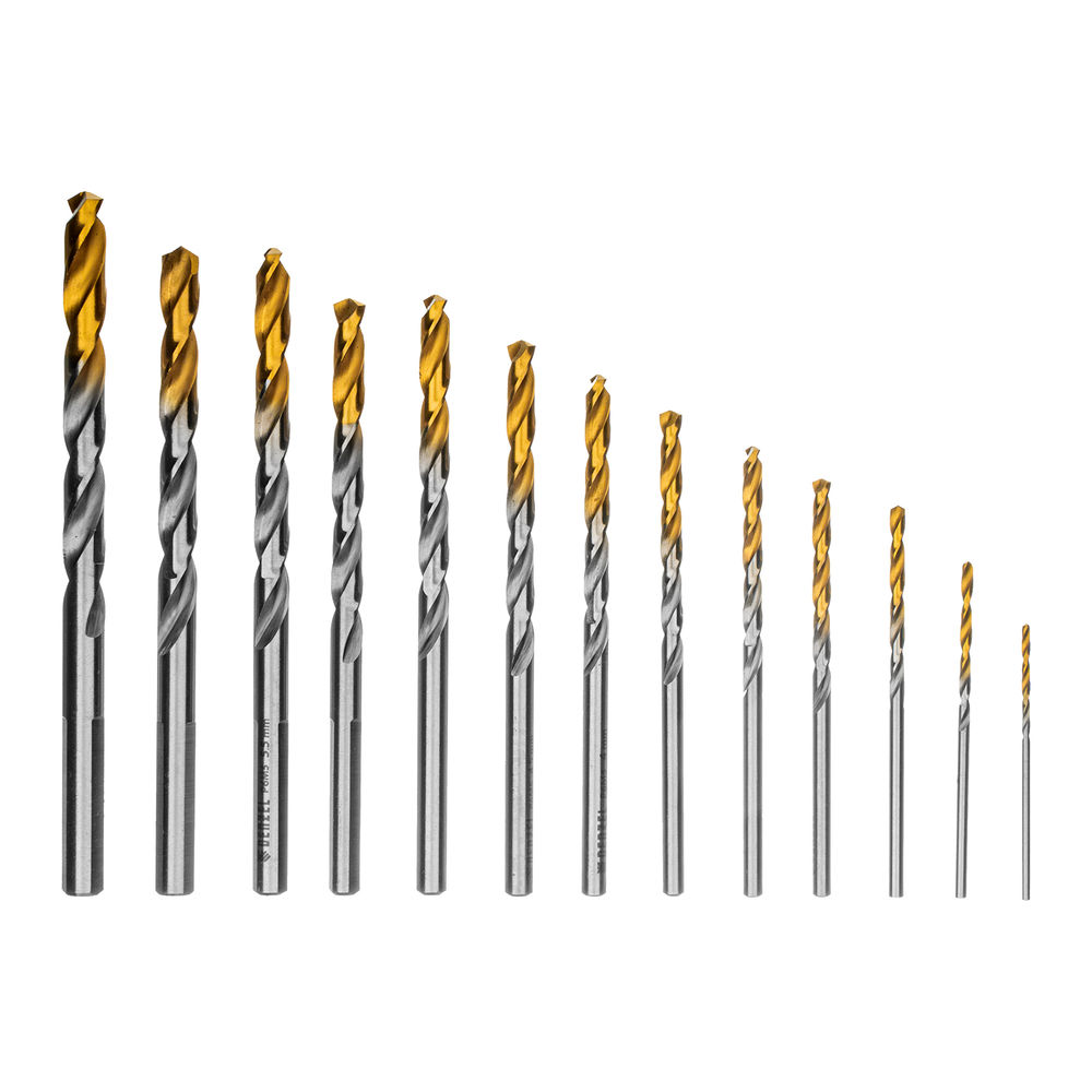 Набор сверл по металлу, 1,5-6,5мм, Р6М5-TiN, Golden Tip, 13 шт Denzel (723002)