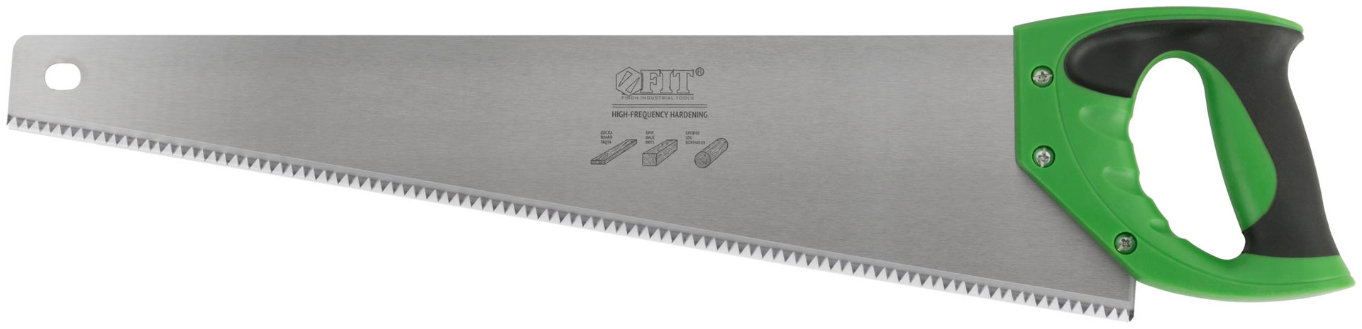 Ножовка по дереву, крупный каленый зуб 5 TPI, 2D заточка, пластиковая прорезиненная ручка 500 мм (40423)