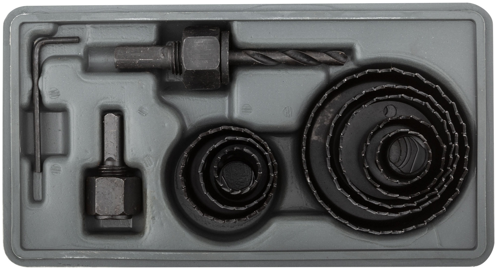 Пилы круговые набор 8 шт. (19, 22, 29, 32, 38, 44, 51, 64 мм) в кейсе (36736)