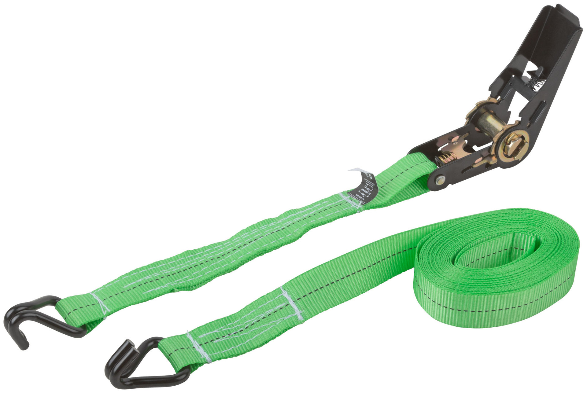 Ремень для крепления груза, храповый механизм 110 мм, полиэфирная лента 25 мм x 5 м, 800 / 1600 кг (64923)