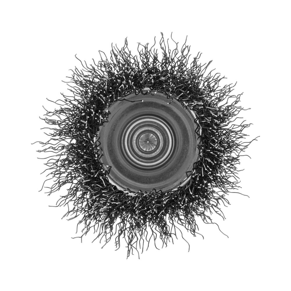 Щетка для дрели, 50 мм, Чашка, со шпилькой, нержавеющая витая проволока Denzel (744633)