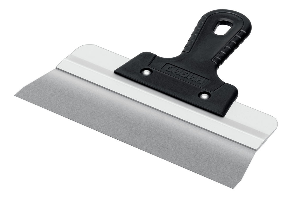 Шпатель фасадный нержавеющий усиленный 250 мм, алюминиевая направляющая, 1к ручка СИБИН 10083-25