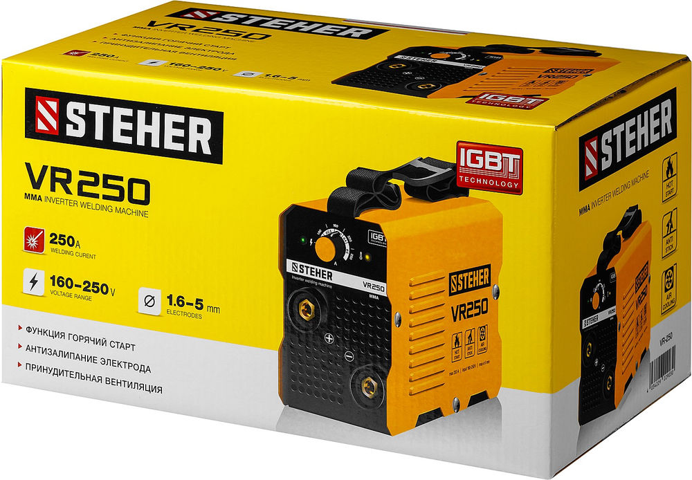 Аппарат сварочный инверторный ММА STEHER 250 А макс. электрод O 5.0 мм VR-250  