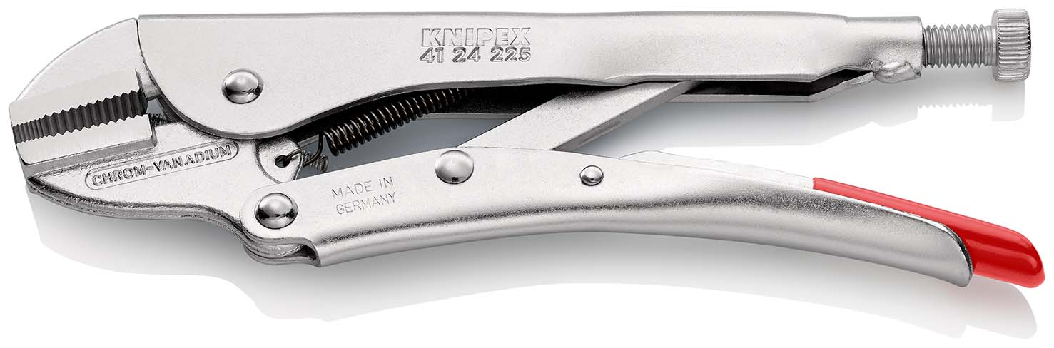 Зажим ручной, плоские губки, круг 25 мм, квадрат 16 мм, под ключ 30 мм, длина 225 мм (KN-4124225)