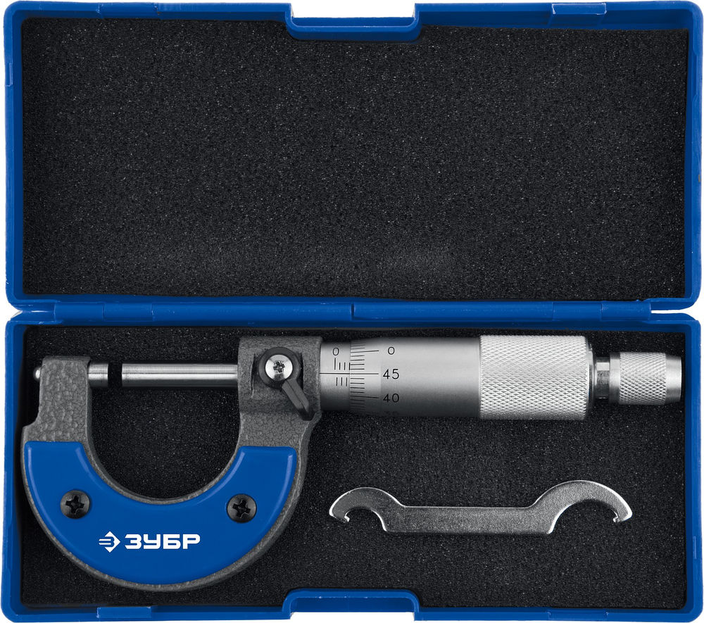 Микрометр гладкий механический 0–25 мм ЗУБР Профессионал 34480-25_z02