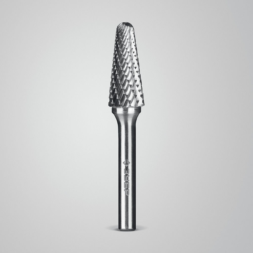 Борфреза твердосплавная 12?28 мм тип L конус с закругленным углом 28° радиус 3.0 мм хв-к 6 мм Профессионал ЗУБР 28810-12-28