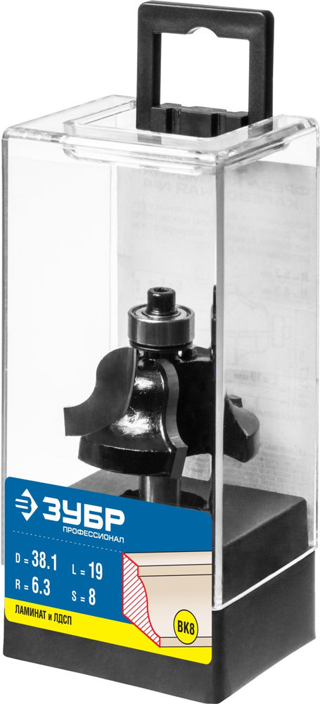 Фреза кромочная калевочная №4 38.1?19 мм радиус 6.3 мм ЗУБР Профессионал 28787-38.1