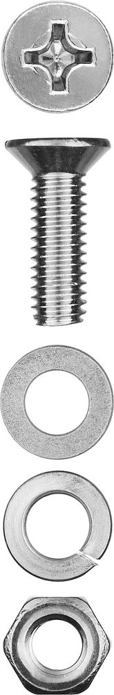 Винт с гайкой и шайбами M6?20 мм DIN 965 цинк 12 шт ЗУБР 303456-06-020