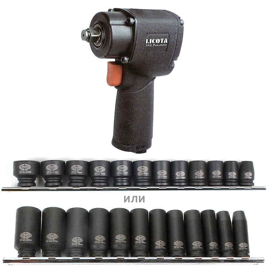 Гайковерт пневматический ударный 3/8 407 Нм (41,5 кГм), суперкомпактный, jumbo hammer, Licota, PAW-040543