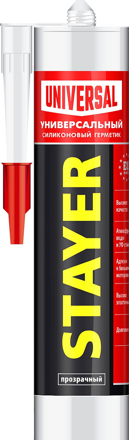 Герметик силиконовый 260 мл, прозрачный, универсальный STAYER 41213-2_z01