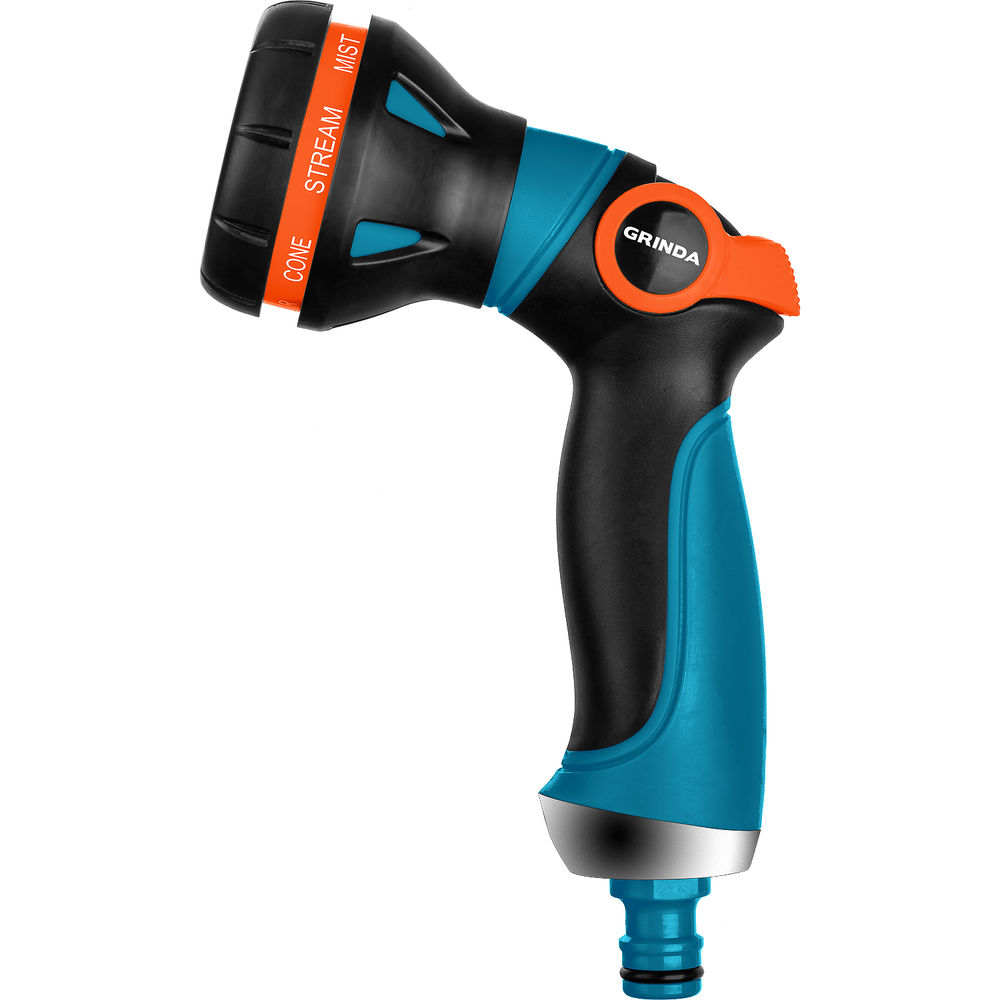 Поливочный пистолет S-8, 8 режимов, двухкомпонентный с регулятором напора, PROLine GRINDA 429100