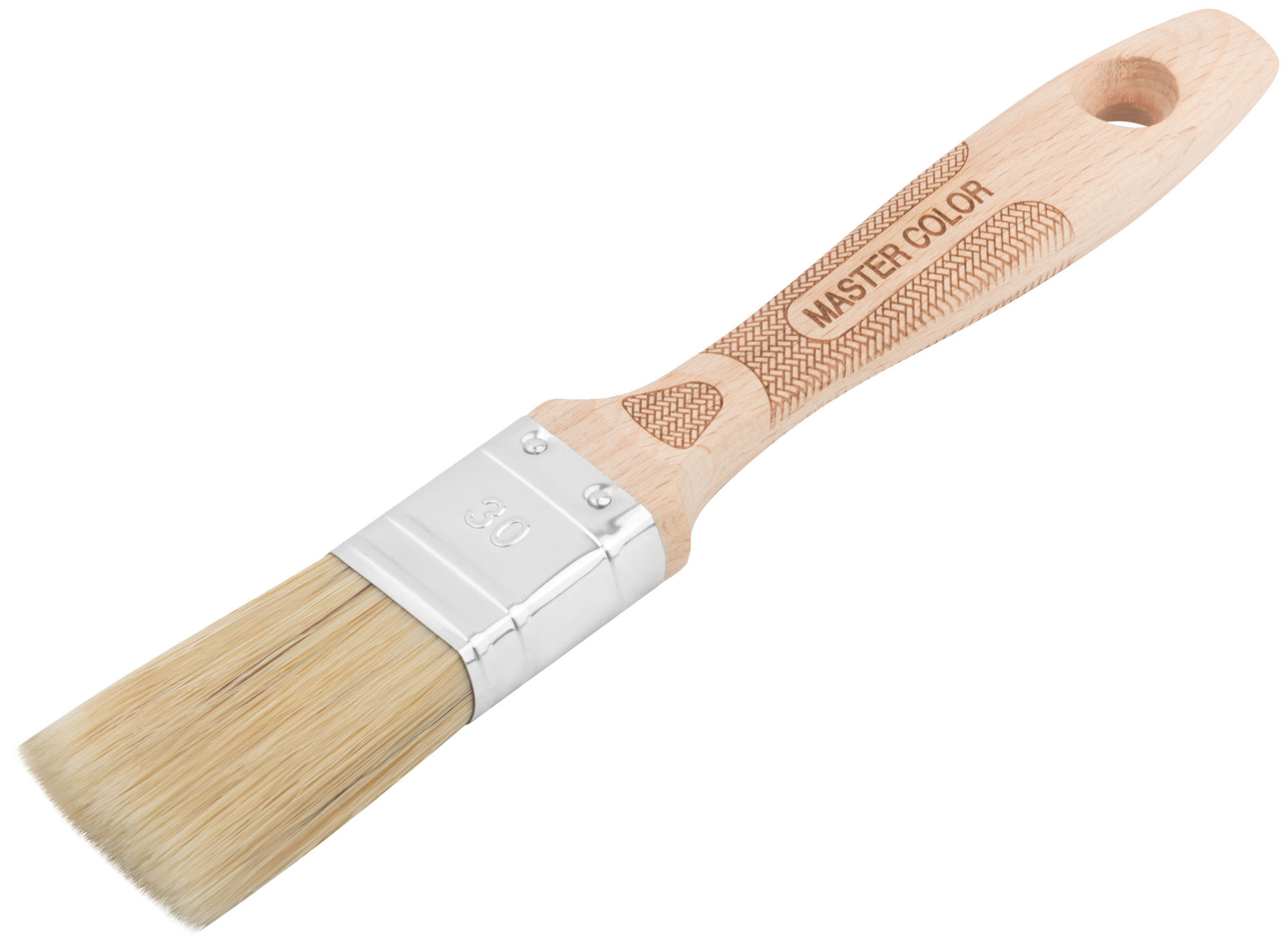 Кисть флейцевая, толщ. 14,4 мм, 70% ПБT/30% светлая натур. щетина, нерж. обжим, буковая ручка, ширина 30 мм (30-0041)