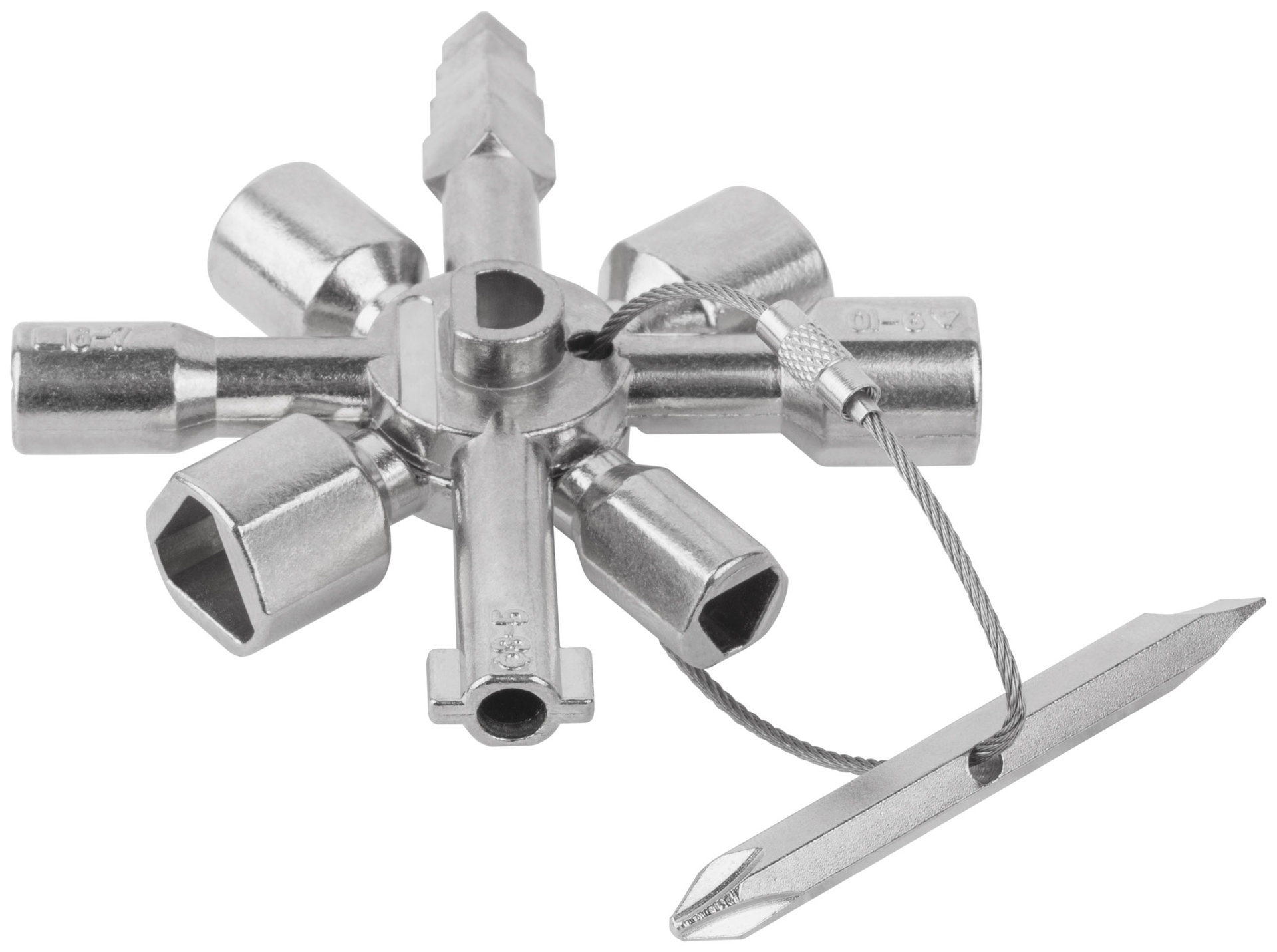 Ключ универсальный для электрошкафов 10-в-1, двусторонняя CrV бита РН2/SL7 (60110)