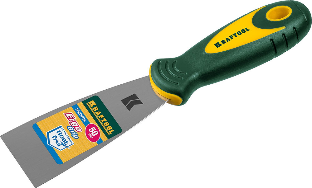 Шпатель 50 мм, х-образное профилированное полотно, двухкомпонентная ручка, нержавеющий KRAFTOOL 10035-050