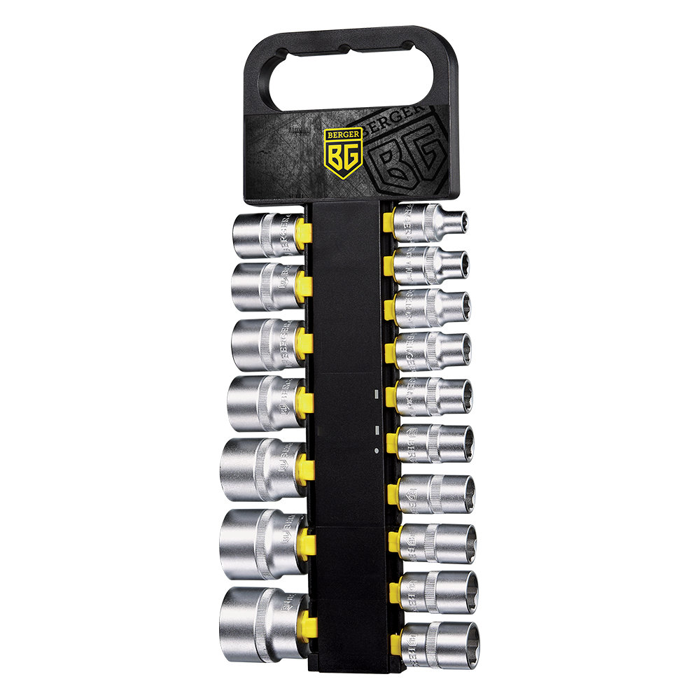 Набор головок торцевых 6-гранных SuperLock 1/2 17 предметов BERGER
