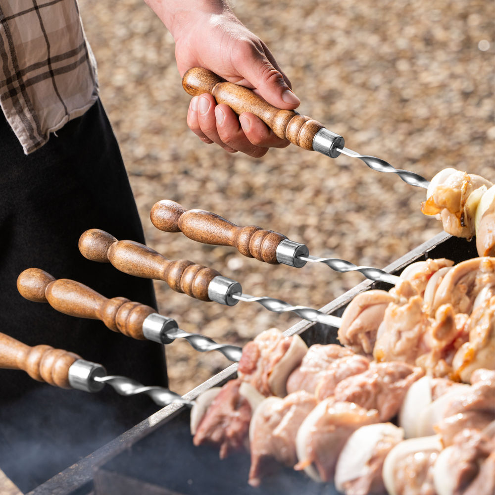 Набор шампуров плоских, 650 мм, с деревянной рукояткой, в чехле, 6 шт., Camping// Palisad (69753)