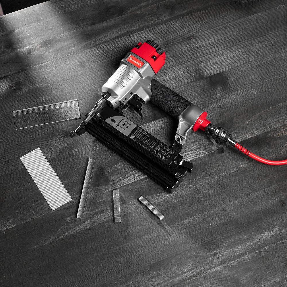 Нейлер-степлер пневматический 3 в 1, с регулировкой глубины забивания, гвозди 18GA, гвозди 16GA, скобы 18 GA Matrix (57427)