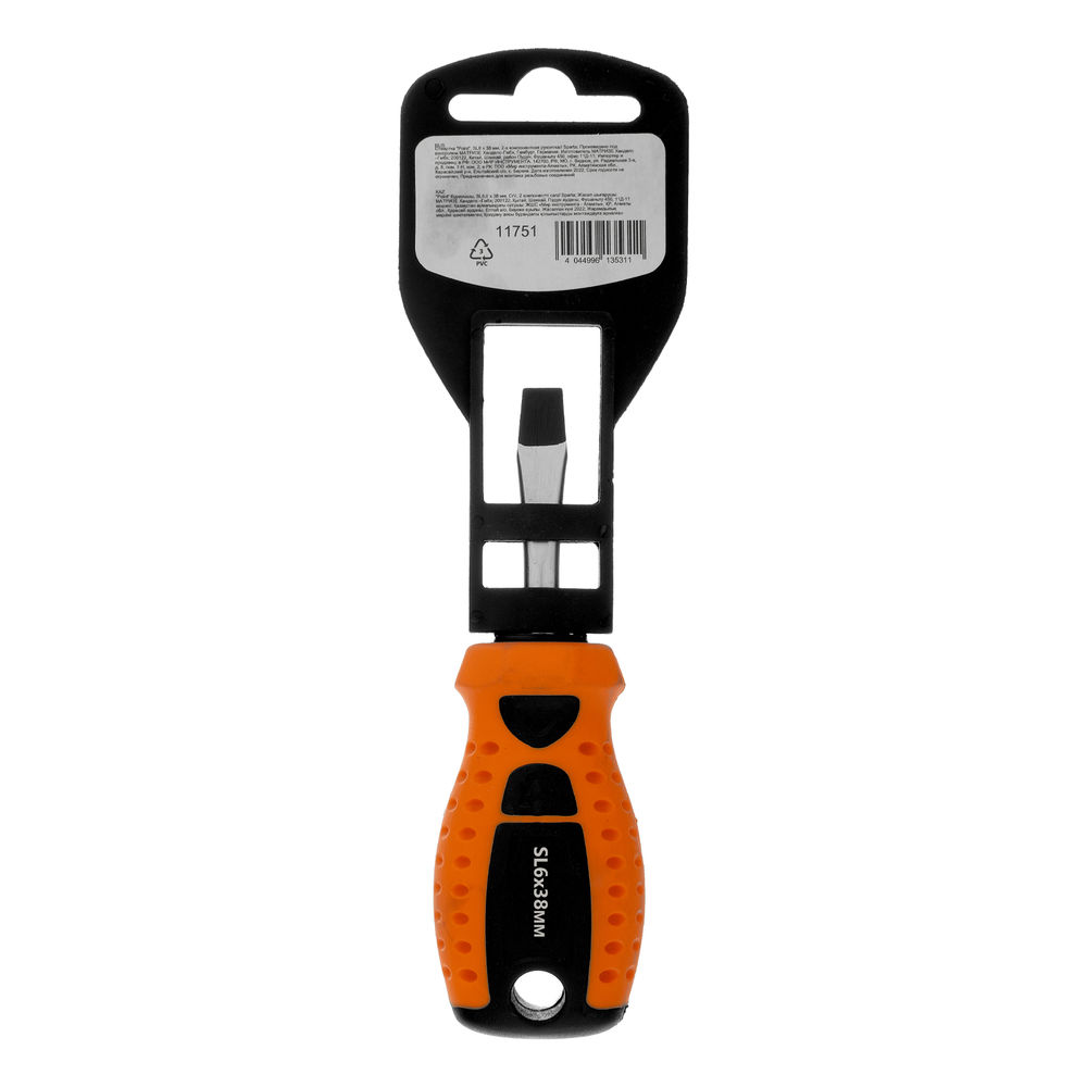 Отвертка Point, SL6 х 38 мм, CrV, двухкомпонентная рукоятка Sparta