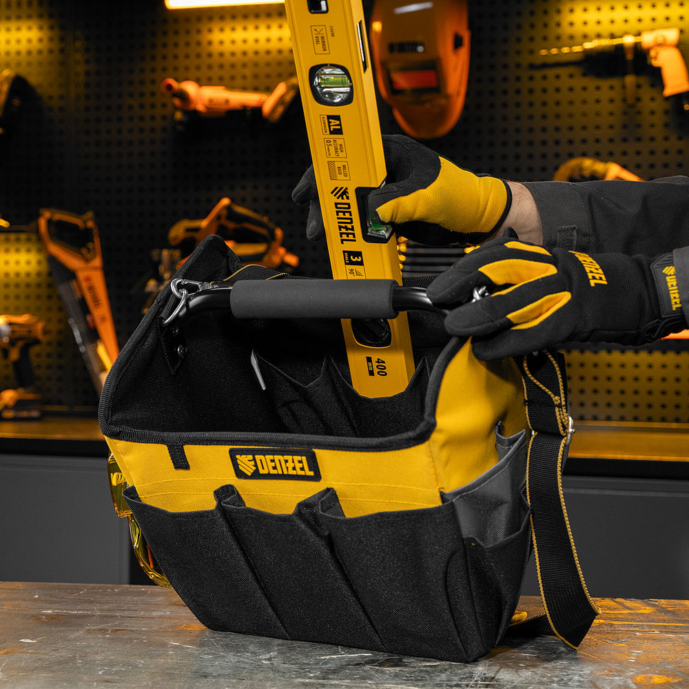 Переноска для инструмента, 260х240х300 мм, 22 кармана, наплечный ремень Denzel