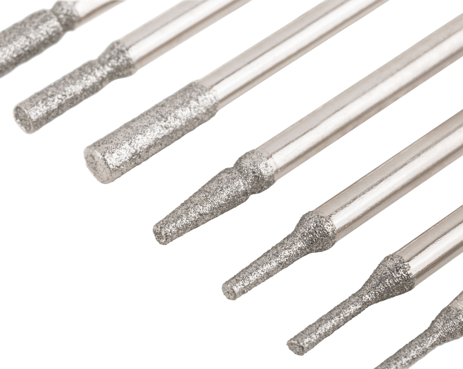 Шарошки, усиленная сталь с алмазным напылением, штифт диам. 3 мм, 20 шт. (36480М)