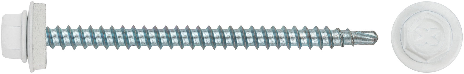 Шурупы кровельные со сверлом 4.8 х 70 100шт , белый RAL 9003 (фасовка) (23553-0)