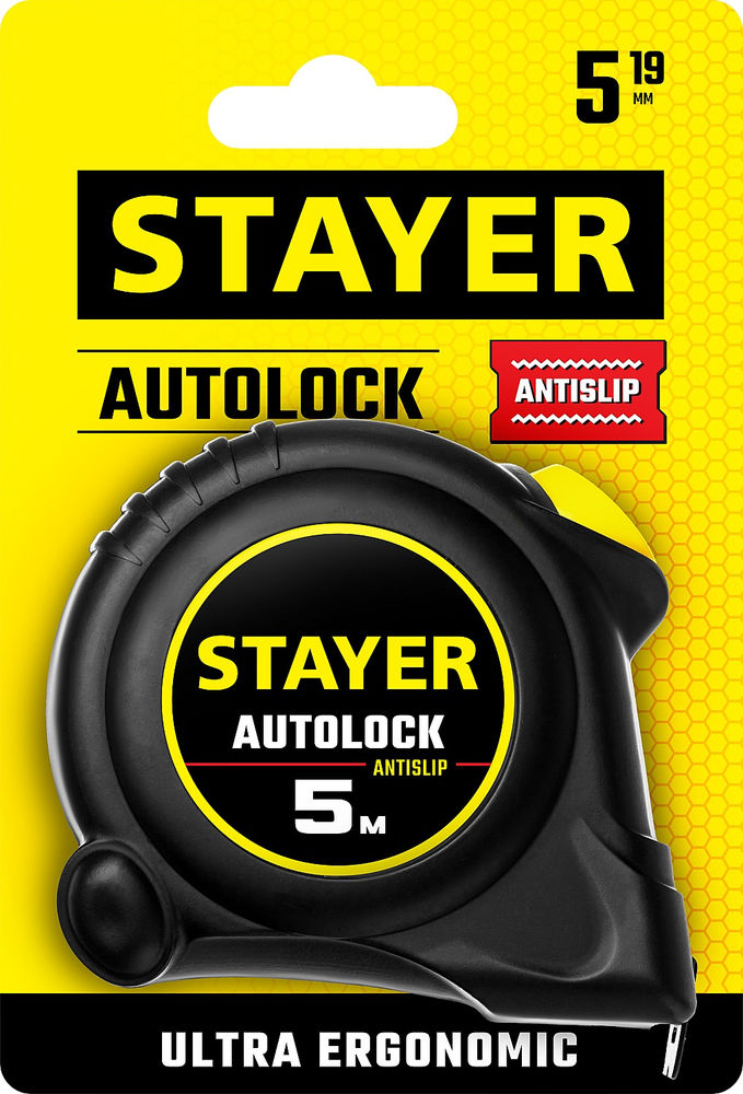 Рулетка с автостопом AutoLock 5 м х 19 мм STAYER 2-34126-05-19