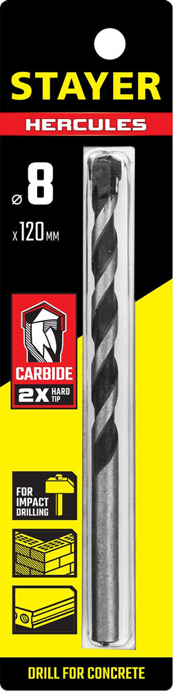 Сверло по бетону Hercules, 8 x 120 мм STAYER Professional 2915-120-08_z01