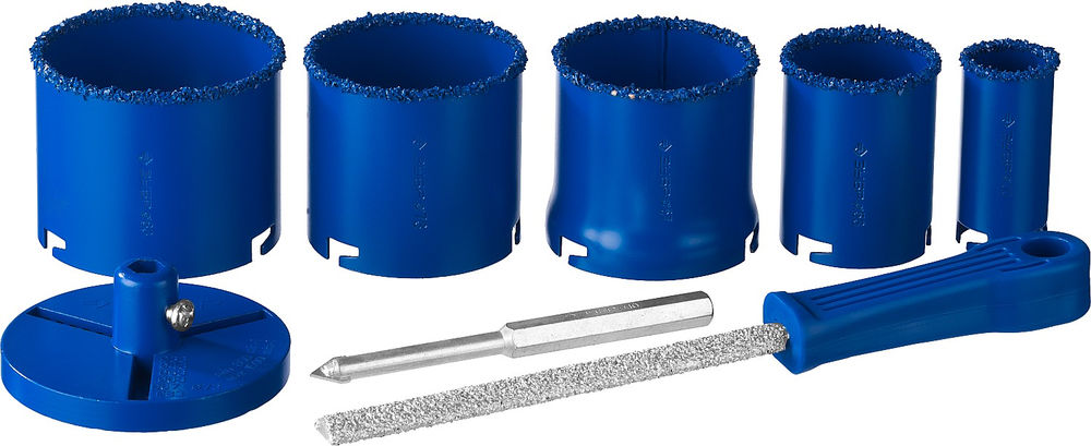 Набор кольцевых коронок 8 шт, d 33, 53, 67, 73, 83 мм, карбид-вольфрамовое нанесение ЗУБР Профессионал 33350-H8_z01