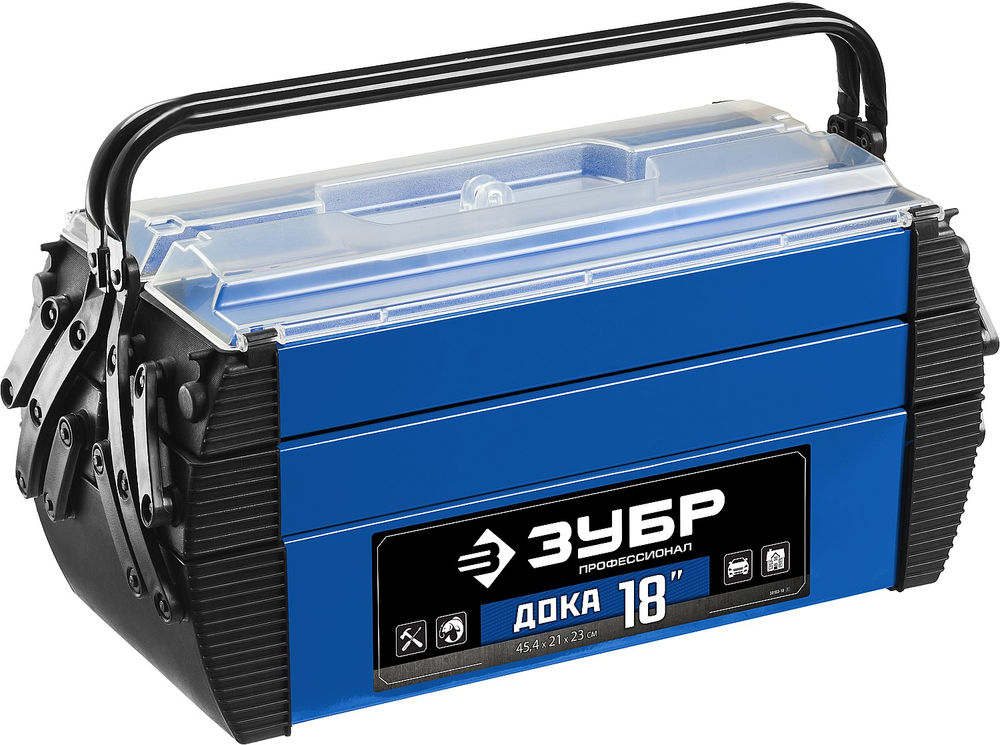 Ящик 454 х 210 х 230 мм 18 металлический для инструментов Профессионал ЗУБР ДОКА-18 38163-18