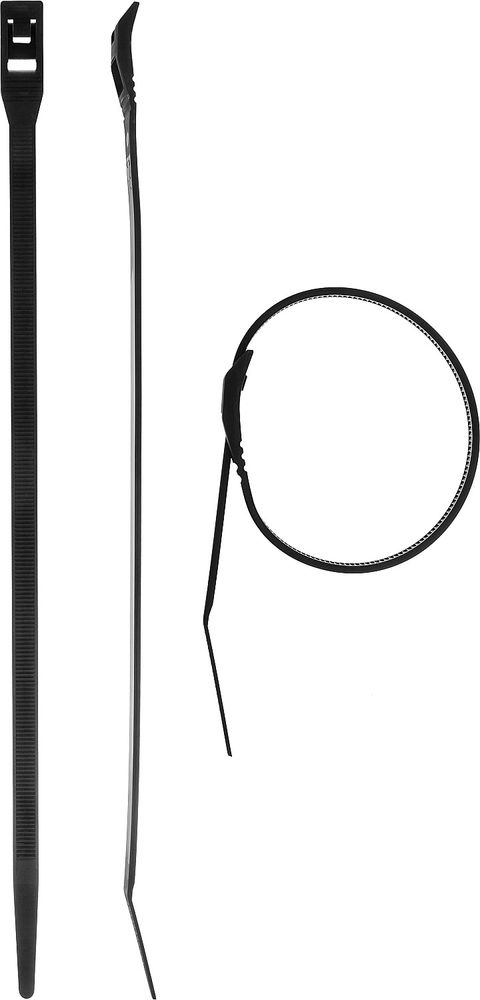 Кабельные стяжки с плоским замком 7.6 x 370 мм, нейлон РА66, 10 шт, черные КОБРА ЗУБР Профессионал 30935-76-370