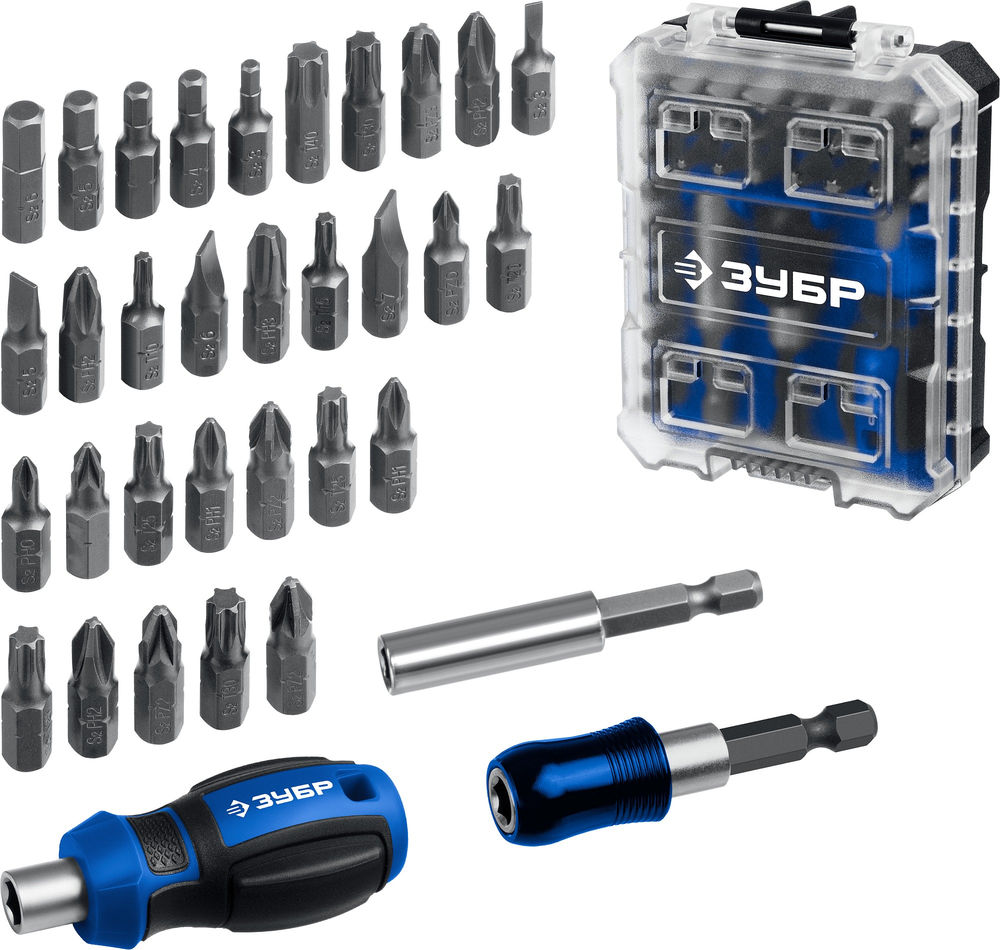 Набор: отвертка с насадками 34 предм., система стыковки Z-БОКС Компакт ЗУБР Профессионал 25173