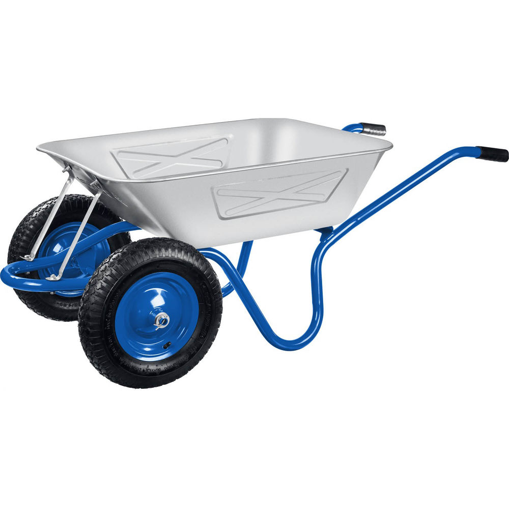 Тачка строительная двухколесная 130 л, 280 кг, цельная рама, усиленная, пневматические колеса Профессионал ЗУБР ПТ-350 39913