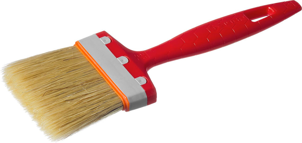 Кисть плоская 75 мм, 3, светлая натуральная щетина, пластмассовая ручка, все виды ЛКМ ЗУБР УНИВЕРСАЛ 01015-075