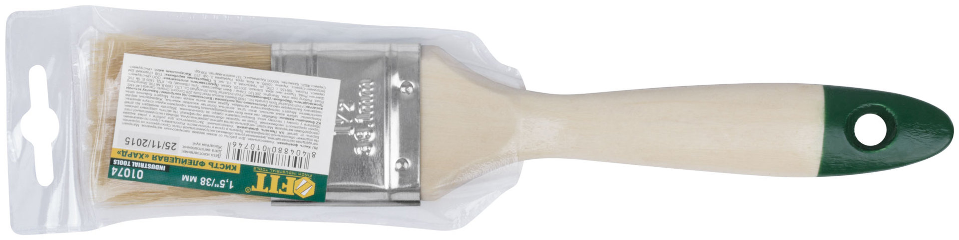 Кисть флейцевая Хард, натуральная светлая щетина, деревянная ручка 1,5 (38 мм) (01074)