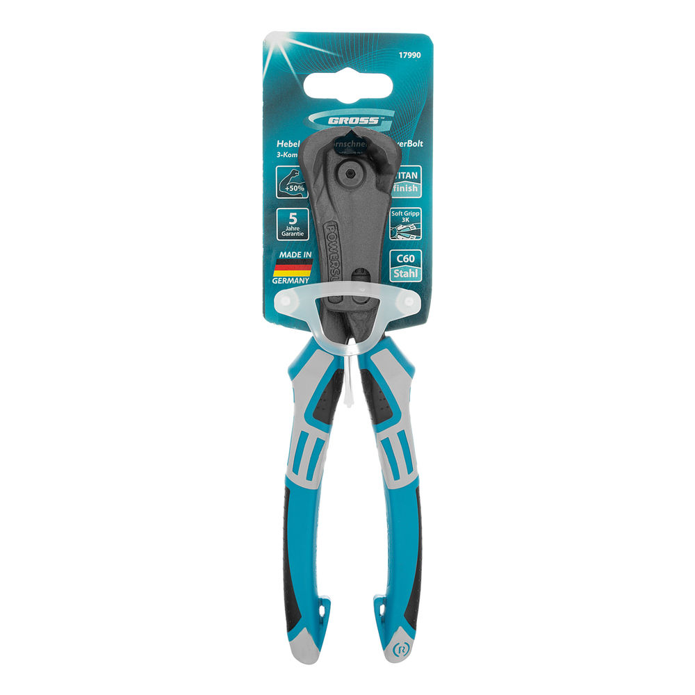 Клещи торцевые усиленные с рычажным механизмом, трехкомпонентные рукоятки, 200 мм Gross (17990)
