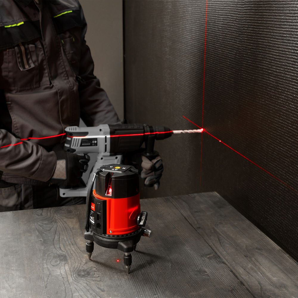 Лазерный уровень CRL-30R, 30 м, красный луч, батарейки, резьба 5/8 MTX (35034)