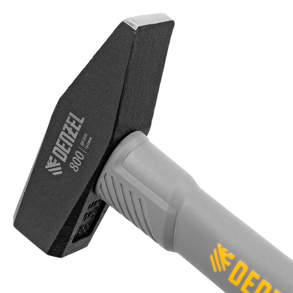 Молоток слесарный, 800 г, кованый, фибергласовая рукоятка c TPR покрытием Denzel (10488)