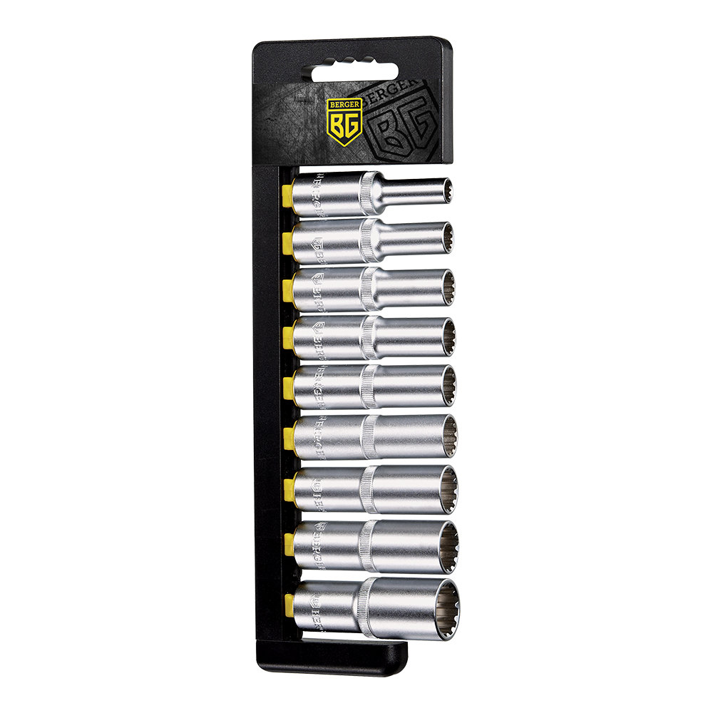 Набор головок торцевых удлинненных Spline 1/2 9 предметов BERGER