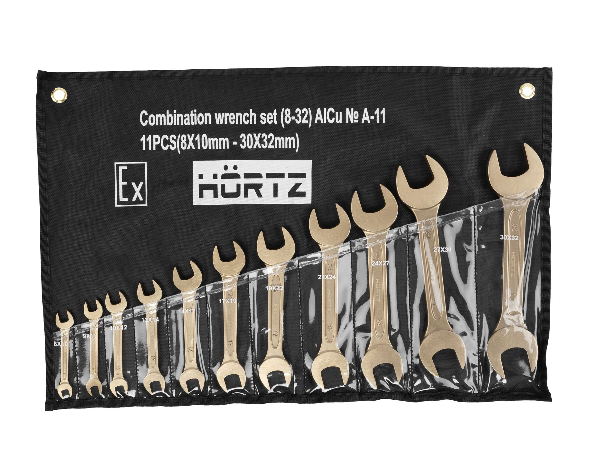 Набор ключей гаечных рожковых двусторонних искробезопасных (8-32) AlCu № A-11, HORTZ