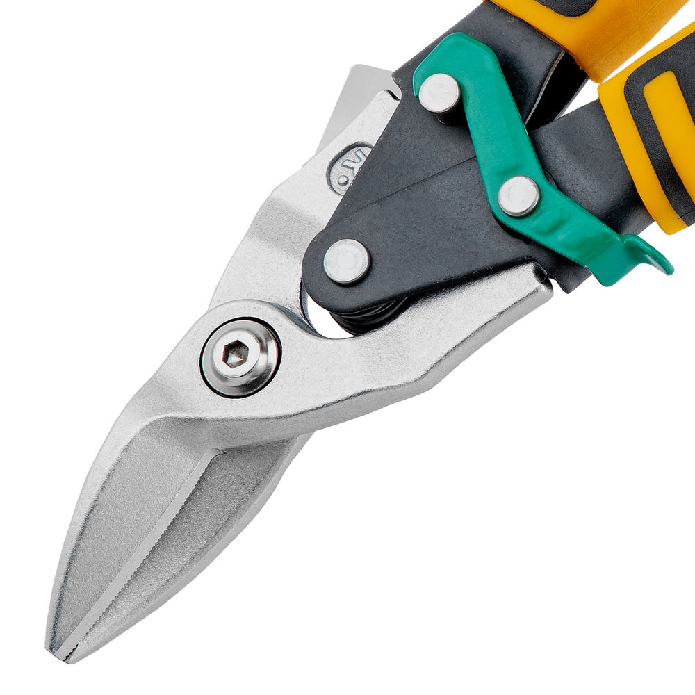 Ножницы по металлу, 270 мм, прямой и правый рез, сталь-СrMo, трехкомпонентные рукоятки Denzel (78371)