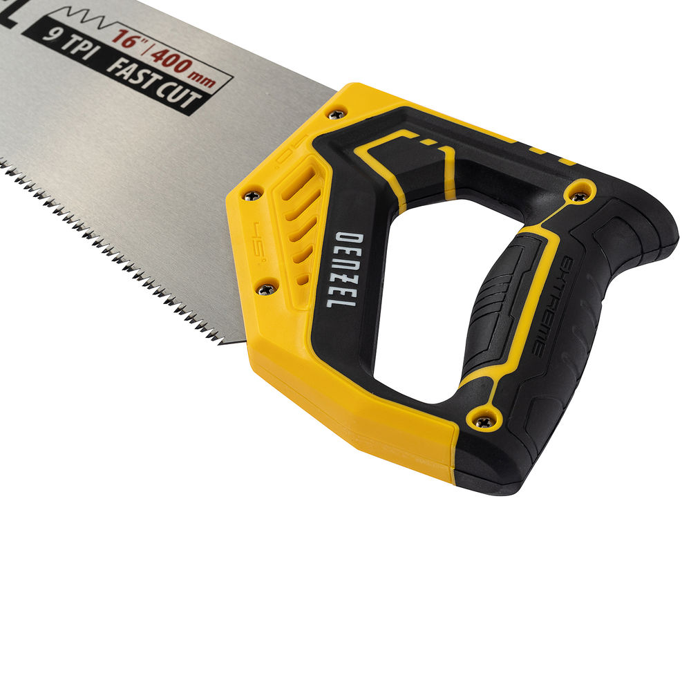 Ножовка по дереву, 400 мм, 11 TPI, зуб 3D, двухкомпонентная рукоятка Denzel (24146)