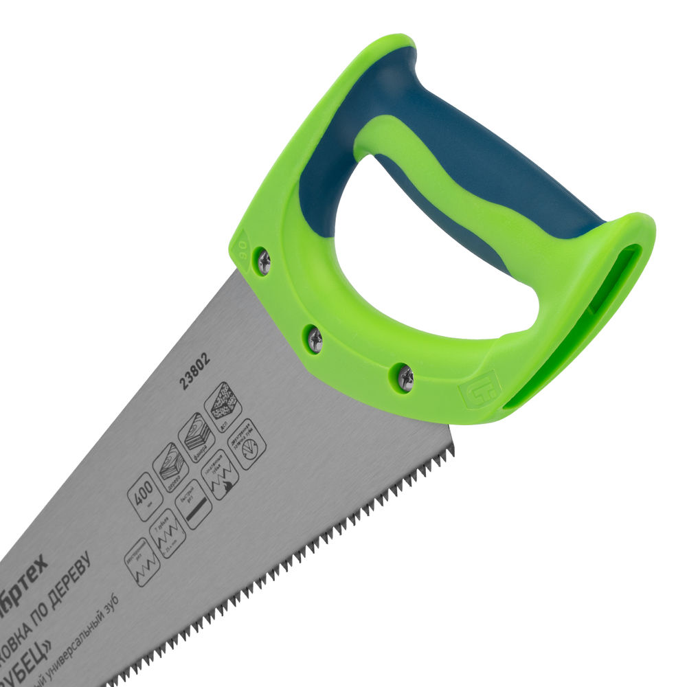 Ножовка по дереву Зубец, 400 мм, 7-8 TPI, каленый зуб 2D, двухкомпонентная рукоятка Сибртех