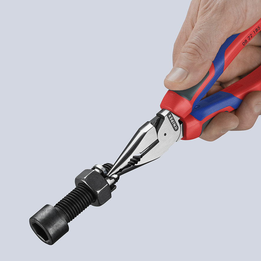 Плоскогубцы комбинированные остроконечные с удлинёнными губками, 185 мм, фосфатированные, 2-комп ручки (KN-0822185)