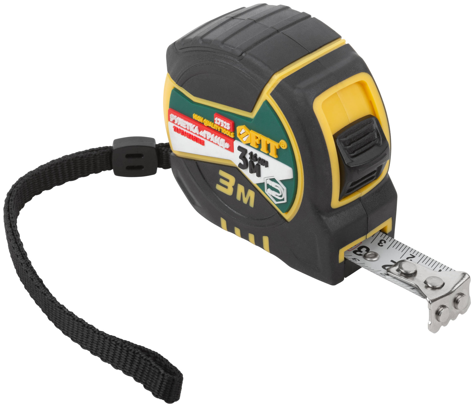 Рулетка Гранд, калибр.лента, нейлон.покр., магн.крючок, двойной стопор, прорезин.корпус 3 м х 16 мм