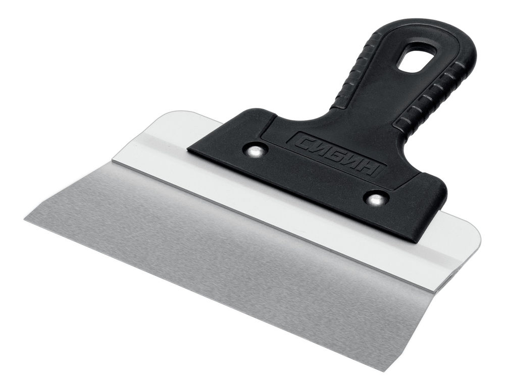 Шпатель фасадный нержавеющий усиленный 200 мм, алюминиевая направляющая, 1к ручка СИБИН 10083-20