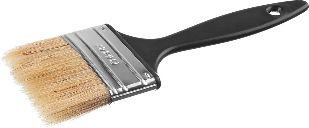 Кисть плоская 63 мм 2.5 светлая смешанная щетина пластиковая ручка все виды ЛКМ СИБИН 01008-063