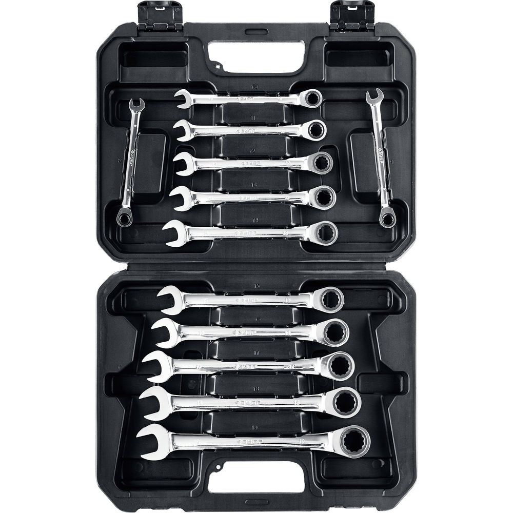 Набор ключей гаечных комбинированных трещоточных 12 шт 8-19 мм Профессионал ЗУБР 27073-H12